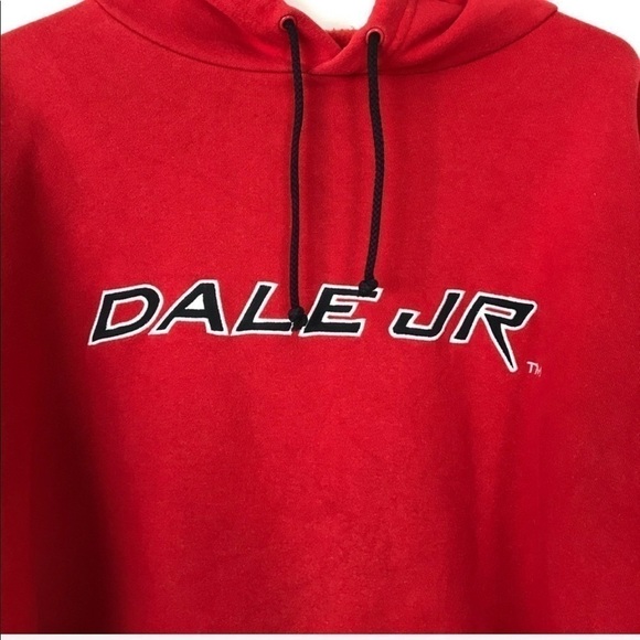 DALE JR. NASCAR Red Hoodie Sweatshirt Striped Lg - Picture 3 of 8
